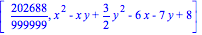 [202688/999999, x^2-x*y+3/2*y^2-6*x-7*y+8]